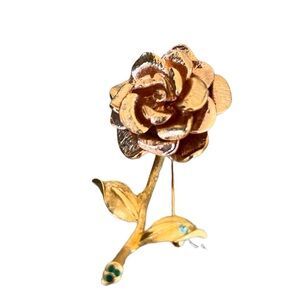VTG Camrose and Cross JBK Collection Rose Gold Tone W Crystal Rose Flower Brooch
